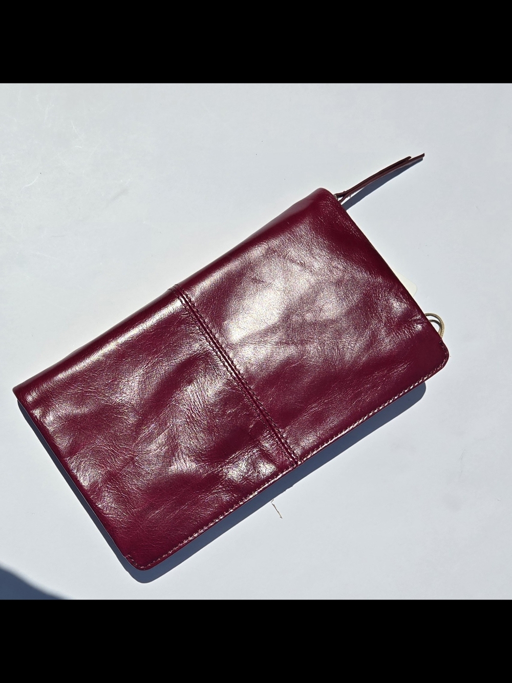 HOBO JILL Bifold Saddleberry Leather Wristlet Clutch